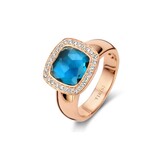 Tirisi Tirisi Milano Ring Tre 18k roségoud met London Blue Topaas en diamant TR9697LBTP