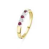 R&C R&C Ring Carole 14k Geelgoud met diamant en robijn RIN1703-2PW-3ROB