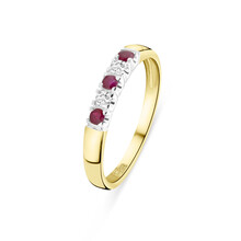 R&C R&C Ring Carole 14k Geelgoud met diamant en robijn RIN1703-2PW-3ROB