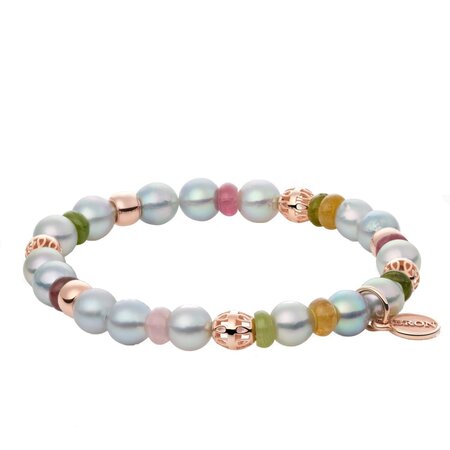 Bron Armband Reflex 18k Roségoud met Akoyaparels en een mix van Toermalijn 8AR4044AKB7MT