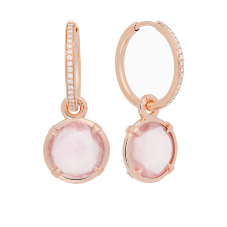 Bron BRON Creoolhangers Mira Mira 18k Roségoud met Rozekwarts 8OR4849RQB
