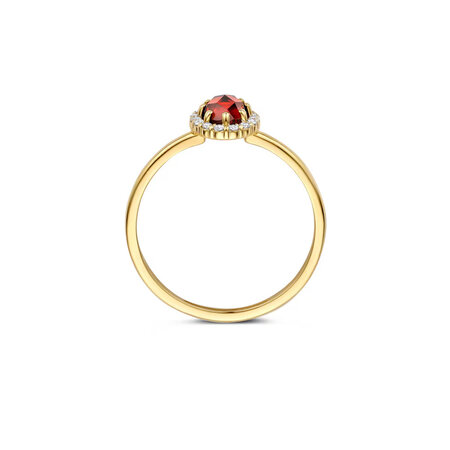 Blush Blush Ring 14k geelgoud met Granaat en zirkonia 1271YGA