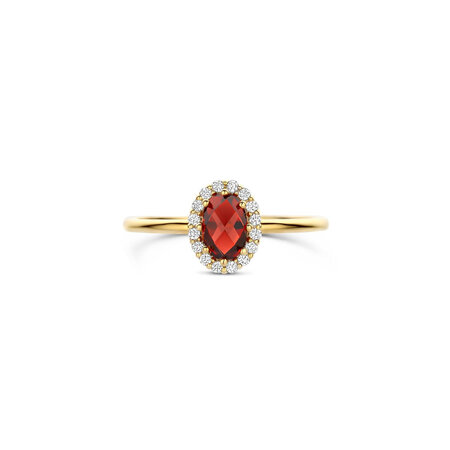 Blush Blush Ring 14k geelgoud met Granaat en zirkonia 1271YGA
