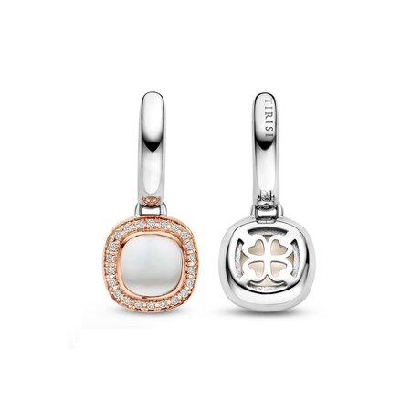 Tirisi Moda TIRISI MODA Oorhangers Dolce bicolor met Parelmoer en diamant TM7101WQ(2P)