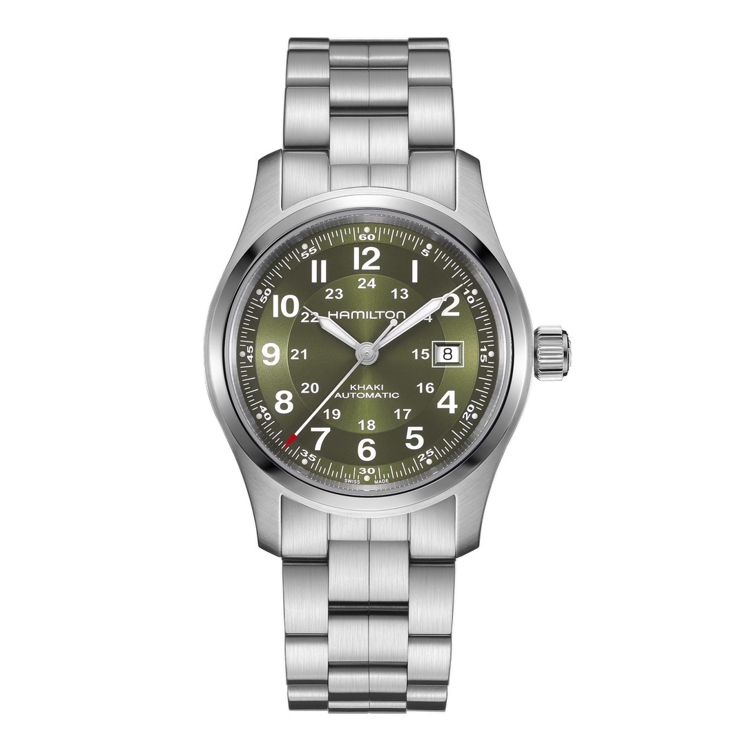HAMILTON Khaki Field Auto 42mm groen - Staal - Juwelier van der