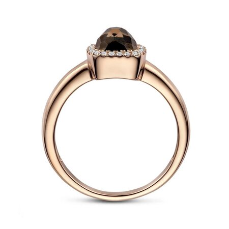 Tirisi Tirisi Milano Mini Sweeties Ring 18k Roségoud met Rookkwarts en diamant TR9624SQP