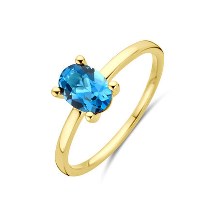 Mrs.Janssen Mrs. Janssen Ring 14k geelgoud met London Blue Topaas 615800