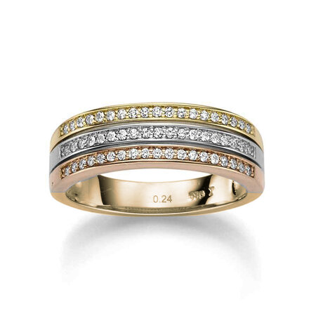 Mrs.Janssen Mrs.Janssen Ring 14k Tricolor met 0.25ct diamant 615702