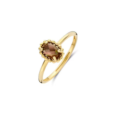 Blush Blush Ring 14k geelgoud met Parelmoer en Bergkristal 1272YBQ