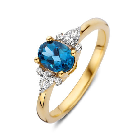 HuisCollectie HuisCollectie Ring 14k geelgoud met Topaas en Diamant 616045
