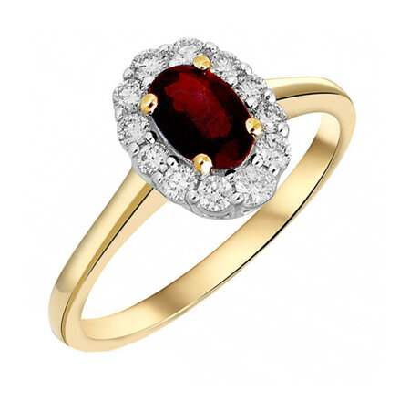 HuisCollectie HuisCollectie Ring 14k Bicolor met Robijn en Diamant 616181