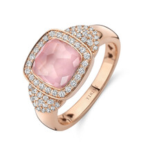 Tirisi Tirisi Milano Tre Ring 18k Roségoud met Rozekwarts en diamant TR9819PQP