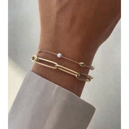 Mrs.Janssen Mrs. Janssen Armband 14k geelgoud met Parel 616234