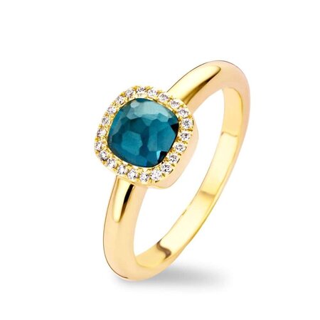 Tirisi Tirisi Milano Mini Sweeties Ring 18k Geelgoud met London Blue Topaas en diamant TR9624LBT(2T)