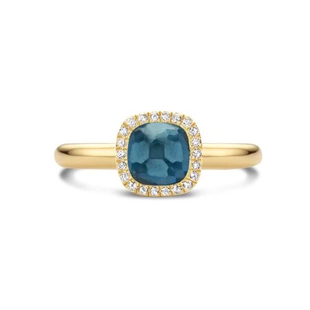 Tirisi Tirisi Milano Mini Sweeties Ring 18k Geelgoud met London Blue Topaas en diamant TR9624LBT(2T)