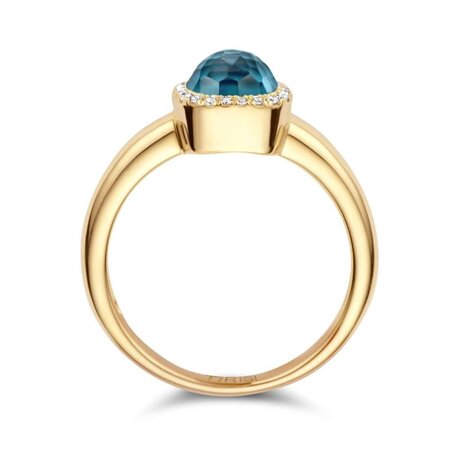 Tirisi Tirisi Milano Mini Sweeties Ring 18k Geelgoud met London Blue Topaas en diamant TR9624LBT(2T)