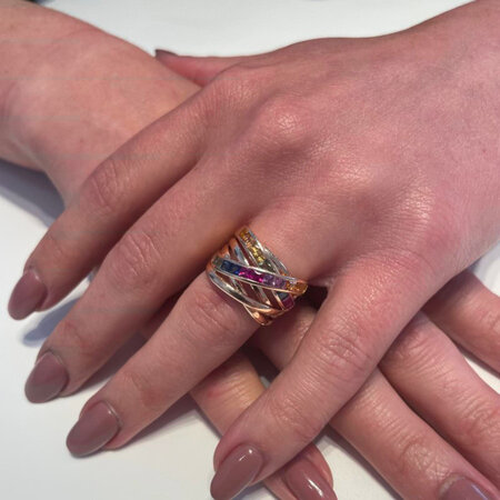 Katinka Berretty Katinka Berretty Ring Color Xpression 14k Roségoud met Saffier en Robijn 02RRR002Rainbow