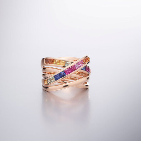 Katinka Berretty Katinka Berretty Ring Color Xpression 14k Roségoud met Saffier en Robijn 02RRR002Rainbow