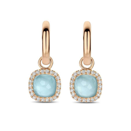 Tirisi Tirisi Milano Sweeties Creolen 18k Roségoud met Diamant en Turkoois TE9317TQP