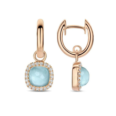 Tirisi Tirisi Milano Sweeties Creolen 18k Roségoud met Diamant en Turkoois TE9317TQP
