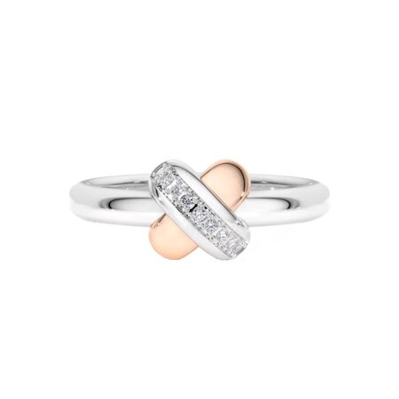 Tirisi Moda TIRISI Moda Ring Kisses Mini Bicolor met diamant TM1138D(2P)