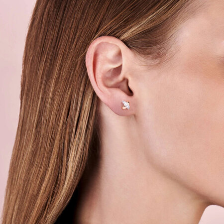 Tirisi Moda TIRISI Moda Oorstekers Kisses Mini Bicolor met diamant TM7106D(2P)