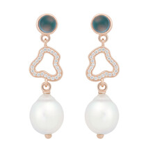 Bron BRON Oorhangers Joy Cloud 18k Roségoud met London Blue Topaas, Diamant, Zuidzee Parel 8OR4920TLCBRZZB9