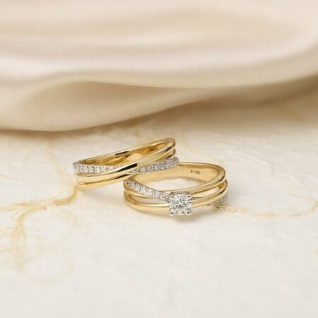 Katinka Berretty Katinka Berretty Ring Elegant Xpression Medium 14k geelgoud met diamant 06RGW077BR