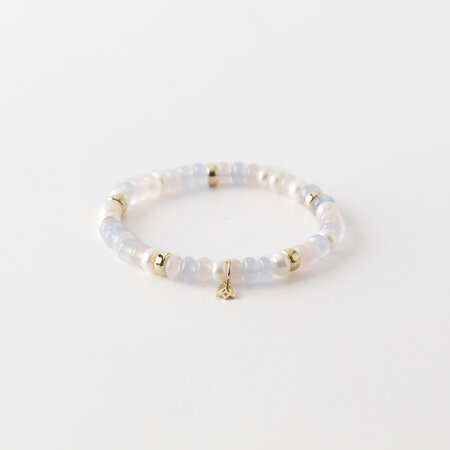 Y&G Armband 14k geelgoud met Chalcedoon, Rozenkwarts en Zoetwaterparels SP0069