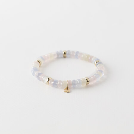 Y&G Y&G Armband 14k geelgoud met Chalcedoon, rozekwarts, Maansteen SP0068