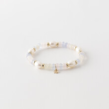 Y&G Y&G Armband 14k geelgoud met Chalcedoon, rozekwarts, Maansteen en Zoetwaterparel PSP0068