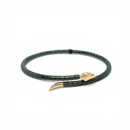 OROTECH OROTECH Armband 18k Geelgoud met groen keramiek en diamant 616187