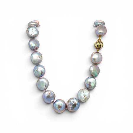 HuisCollectie Zoetwater Parel Grijs Collier, 14k geelgouden sluiting  48cm 616852