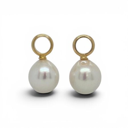 Mrs.Janssen Mrs.Janssen Creoolhangers 14k geelgoud met Zoetwaterparel Barok 12x13mmmm 616851