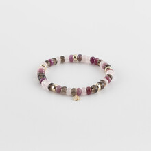 Y&G Y&G Armband 14k geelgoud met Robijn, Rozenkwarts en Theekwarts SP0064
