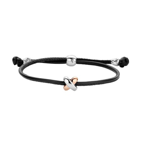 Tirisi Moda TIRISI Armband Kisses leder met bicolor kusje TM2130BL(2P)
