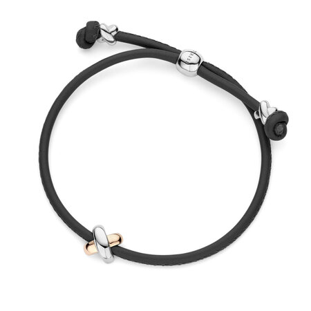Tirisi Moda TIRISI Armband Kisses leder met bicolor kusje TM2130BL(2P)