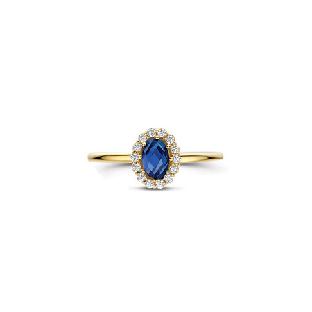 Blush Blush Lab Diamonds Ring 14k geelgoud met Lab grown Saffier en diamant LG1082Y
