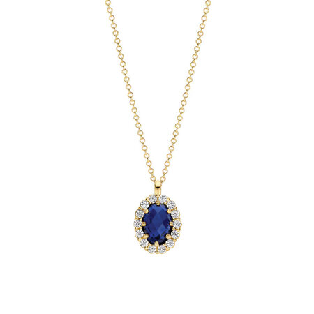 Blush Blush Lab Diamonds Collier 14k geelgoud met Lab Grown saffier en diamant LG3021Y