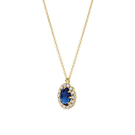 Blush Blush Lab Diamonds Collier 14k geelgoud met Lab Grown saffier en diamant LG3021Y