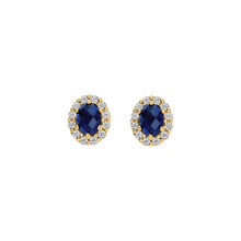 Blush Blush Lab Grown Diamonds Oorstekers 14k geelgoud met Lab grown saffier en diamant LG7038Y