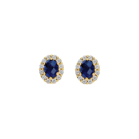 Blush Blush Lab Grown Diamonds Oorstekers 14k geelgoud met Lab grown saffier en diamant LG7038Y