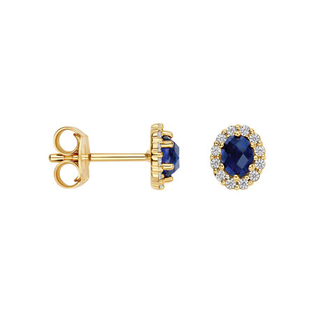 Blush Blush Lab Grown Diamonds Oorstekers 14k geelgoud met Lab grown saffier en diamant LG7038Y