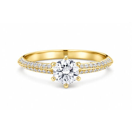 R&C R&C Ring Signature Solitair 18k Geelgoud met diamant RIN6004S-P-0.30SIW-0.17-GG