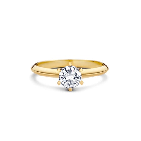 R&C R&C Ring Signature Solitair 18k Geelgoud met diamant RIN6004S-0.20-SIW-GG