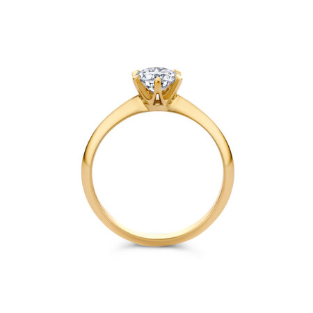 R&C R&C Ring Signature Solitair 18k Geelgoud met diamant RIN6004M-0.50TWVS-18G