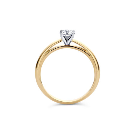 R&C R&C Ring Signature Solitair 18k Bicolor met diamant RIN6003S-0.25-SIW-BIC