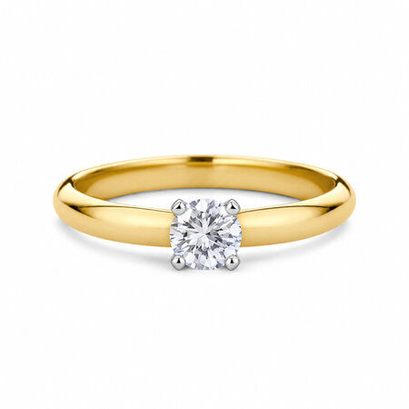 R&C R&C Ring Signature Solitair 18k Bicolor met diamant RIN6003M-0.60-SIW-BIC