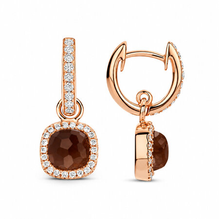 Tirisi Tirisi Milano Sweeties Creolen 18k Roségoud met Rookkwarts en diamant TE9330SQP