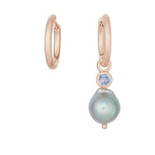 Bron BRON Creoolaanhanger Confetti 18k Roségoud met Saffier en Akoya parel 8OR4887CSAKB9